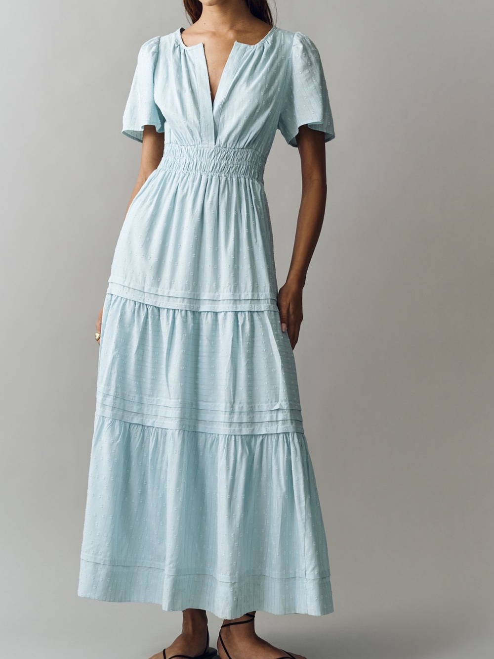Anthropologie Somerset Maxi Dress Lurex Metallic New XLP Corydalis Blue NWT